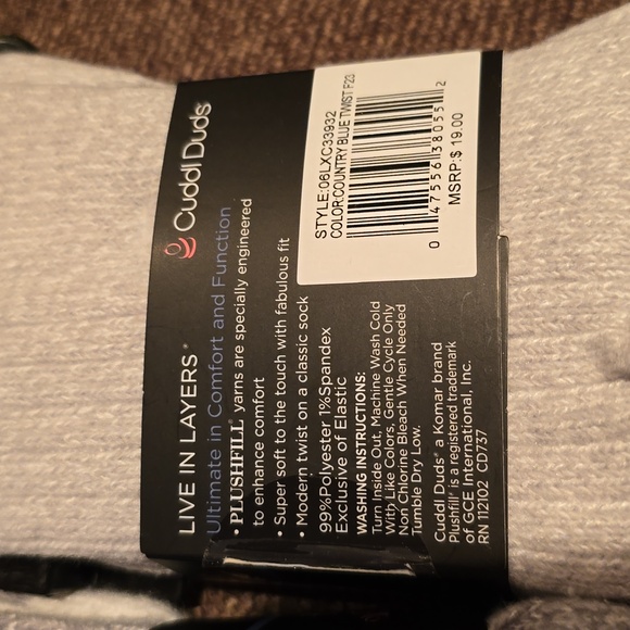 CUDDL DUDS BUNDLE OF 4 PAIRS OF CREW SOCKS FITS SHOE SIZE 4-10 - Picture 7 of 13